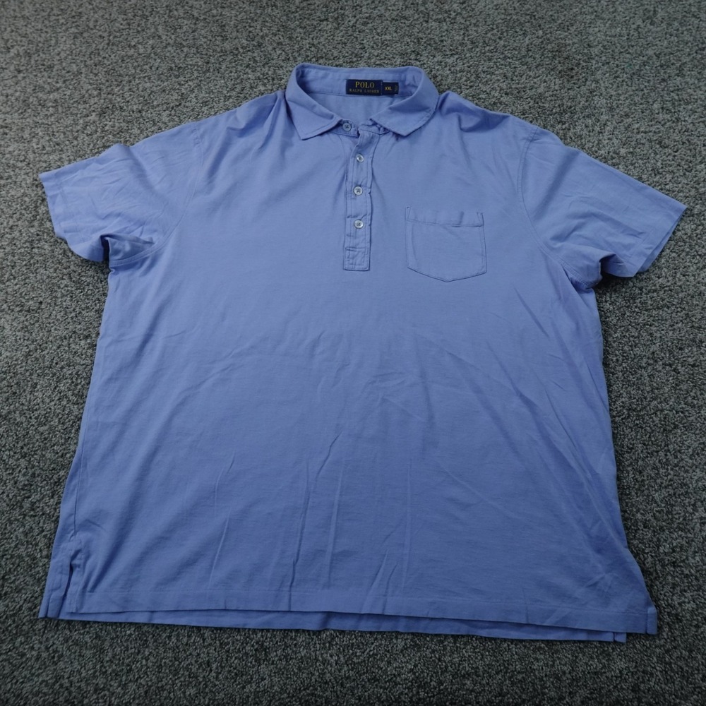 Ralph Lauren Polo Shirt Mens 2XL Blue Short Sleeve Popover Pocket Preppy Golf